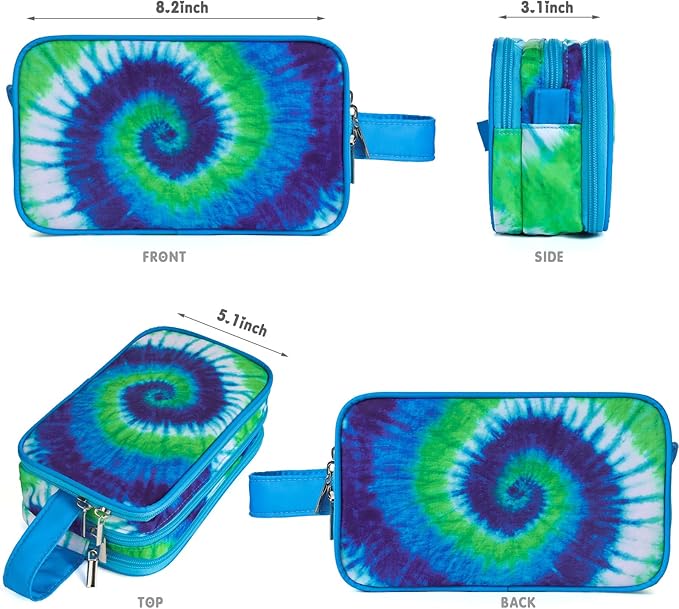 Tie Dye Toiletry Bag for Girls, Travel Toiletry Bag for Teen Girls Cosmetic Bag Makeup Bag Waterproof Hanging Wash Bag Toiletries, Blue