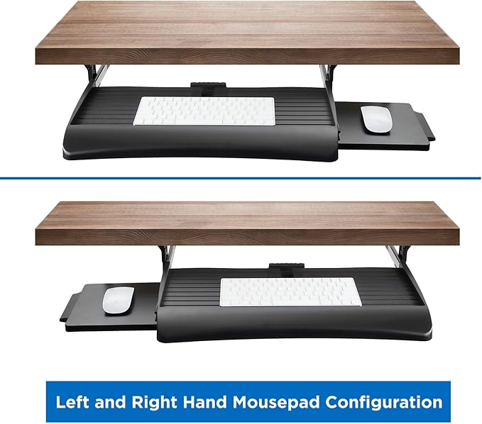 Mount-It! Keyboard Tray Under Desk with Adjustable Mouse Platform – Easy-Glide Sliding Drawer Under Desk Slide Out – Ergonomic Under Key Board Shelf for Office, Gaming, and Workstations