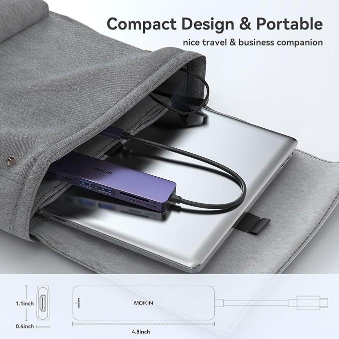 MOKiN 7 in 1 USB C Hub with HDMI, microSD/SD Card Reader, USB 3.0, 100W PD Compatible for MacBook Pro/Air, Dell XPS, Lenovo Thinkpad
