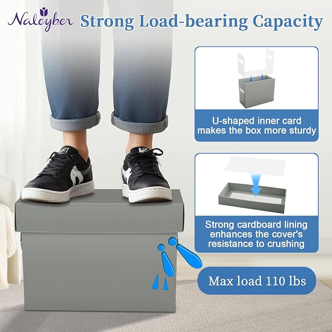 File Organizer Box with Lid & Handle, Thickened Cardboard Hanging File Folder Storage Boxes for Letter Size, Portable Filing Organizer for Office, Home, Classroom, Greige 2 Pack