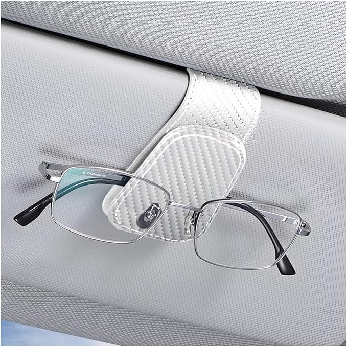 AICEL Sunglasses Holders for Car Sun Visor, Leather Eyeglasses Hanger Mounter, Magnetic Glasses Holder and Ticket Card Clip, Auto Interior Accessories Universal for SUV Pickup Truck