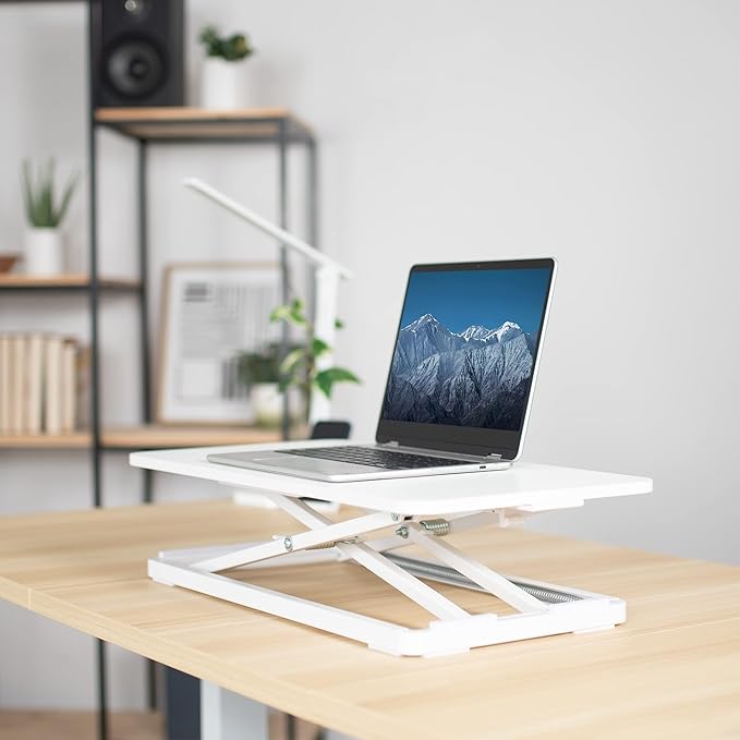 VIVO Single Top 24 inch Scissors Lift Keyboard and Mouse Riser, Height Adjustable Laptop Desk, For Ergonomic Sit Stand Workstations, White, DESK-V024AW
