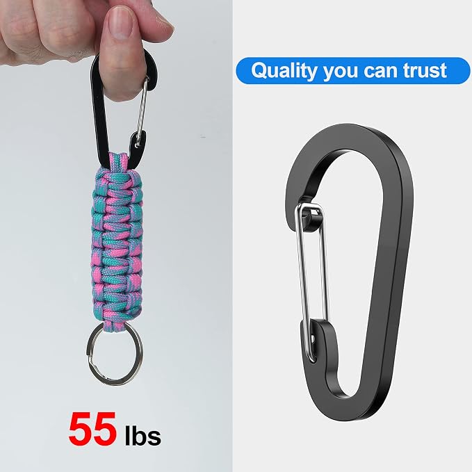 2 Pieces Paracord Keychain with Carabiner,Lanyard Clip for Keys Water Bottle Holder Backpack