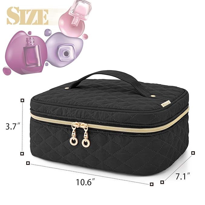 Yarwo Nail Polish Carrying Bag Holds 24 Bottles (15ml/0.5 fl.oz), Travel Storage Organizer for Nail Polish and Manicure Accessories, Black