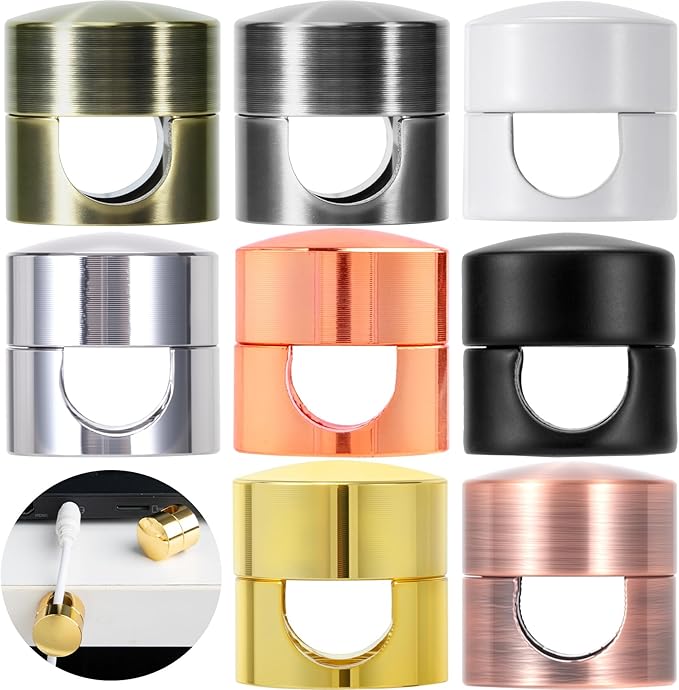 8 Sets Charger Holders for Cords, 8 Colors Adjustable Cable Anchor Holders, Adhesive Metal Cord Clips, Cable Management Wire Organizers for Desk, Office, Nightstand