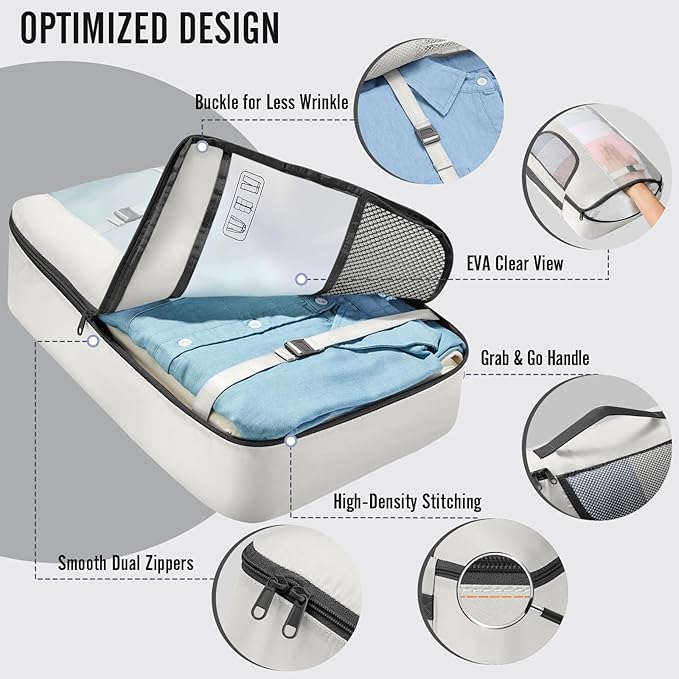 Veken 8 Set Packing Cubes for Travel Essentials, Suitcase Organizer Bags in 4 Sizes, Carry-On Luggage Accessories with Large Laundry & Hanging Toiletry Bag, Must-Have for Airplane, Road Trip & Camping
