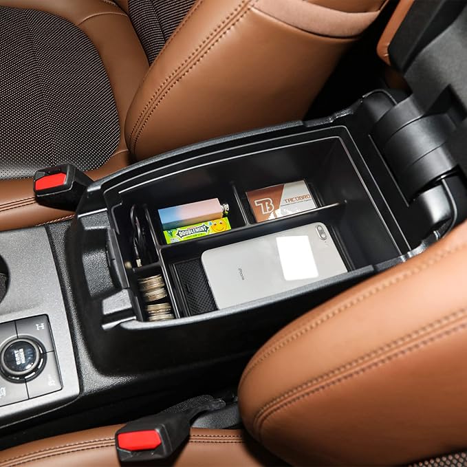 TACORBO Center Console Organizer Compatible with Ford Escape 2020-2025 2026 and 2021-2024 2025 2026 Bronco Sport Accessories, CX430 4-Door Insert Tray, Armrest Secondary Storage Box, Black Trim