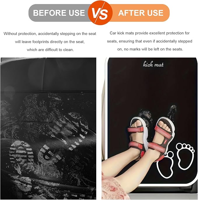 2PCS Back Seat Cover for Kids, Waterproof Extra Large Car Backseat Protector with 2 Storage Pockets, Universal Vehicle Kick Guard Back Seat Organizer for Travel Essentials