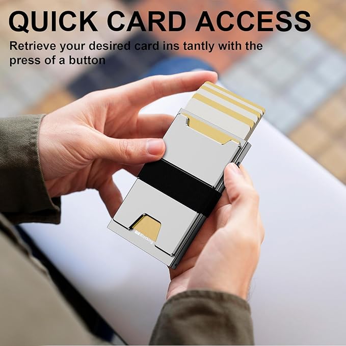 furid Smart Card Wallet for Men Slim: Minimalist Wallets RFID Blocking - Metal Pop Up Front Pocket Business Card Holder - Gift Boxed for Him Stocking Stuffers