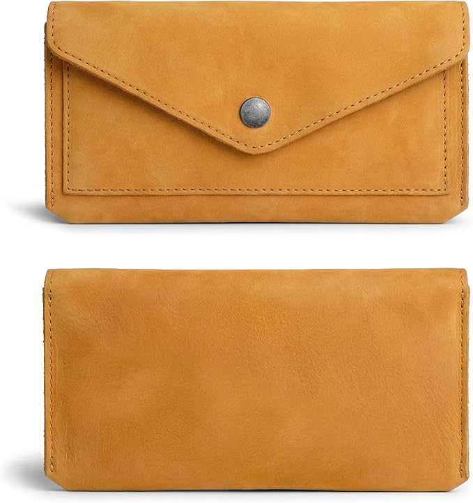 Hide & Drink, Full Grain Leather Large Female Wallet, Travel Organizer for Women, Vintage Money and Card Holder, Handmade, Old Tobacco