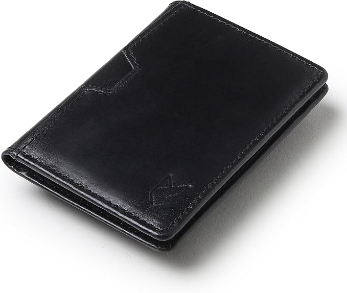 FOXHACKLE Full Grain Leather Credit Card Holder for Men and Women, Slim Bifold RFID Blocking Wallet, Thin Front Pocket Minimalist Wallet, Small Card Case.