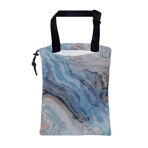 Car Garbage Bag Abstract Blue and Gold Marble Hanging Canvas Car Trash Bag Waterproof Drawstring Car Back Seat Organizer for Car Back Front Seat Console with Adjustable Buckle