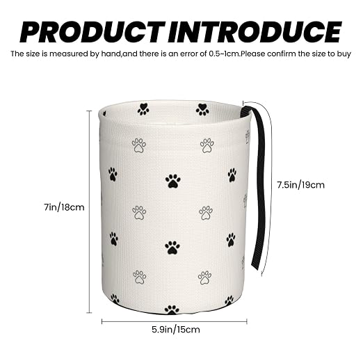 Small Car Trash Can, Beige Dog Paw Design Hanging Foldable Car Trash Bag, Waterproof Leakproof Garbage Bin, Car Interior Organizer Accessories