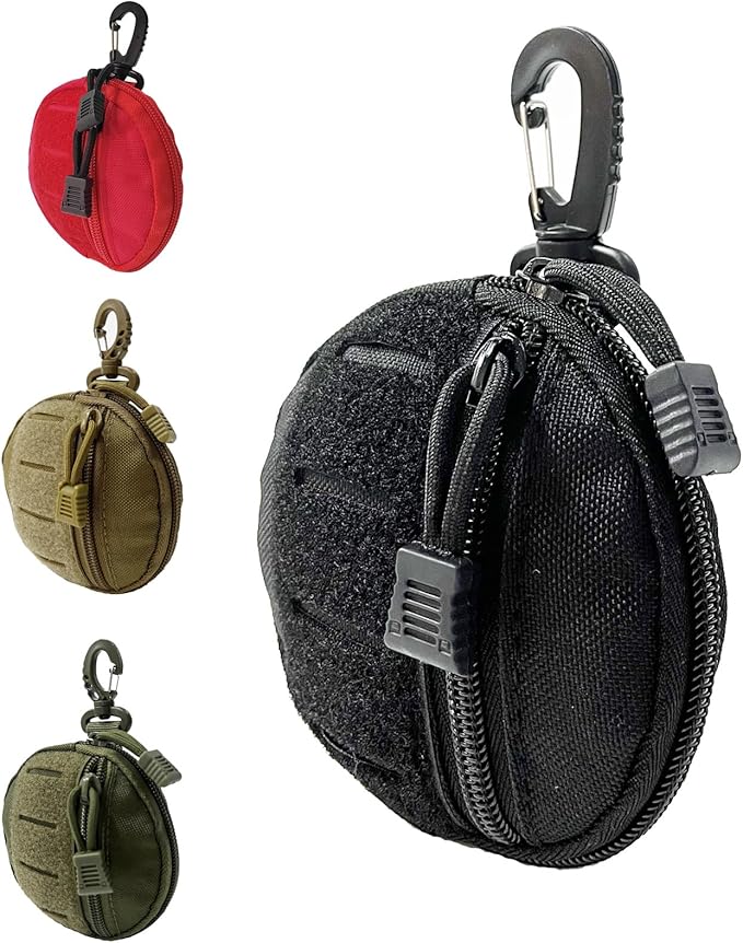 1000D Laser Cut Molle Pouch EDC Pouch Tactical Round Zipper Bag Case Coin Pouches Coin Purse Keychain Little Change Wallet Wireless Headset Pack Gadget Bag