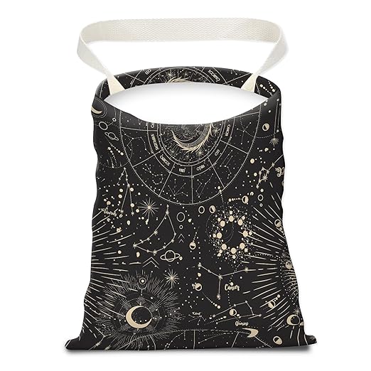 Car Trash Can, Seat Back Hanging Car Trash Bag, Cute Canvas Car Garbage Bag, Essential Car Trash Bin Car Organizers Sun and Moon