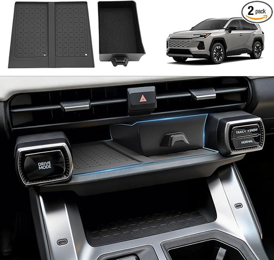 (2Pack) 2026 RAV4 Console Organizer & Wireless Pad, for Toyota RAV4 (LE/SE/XLE Premium/Woodland/XSE/Limited), Durable & Non-slip Console Tray Insert 2026 RAV4 Accessories
