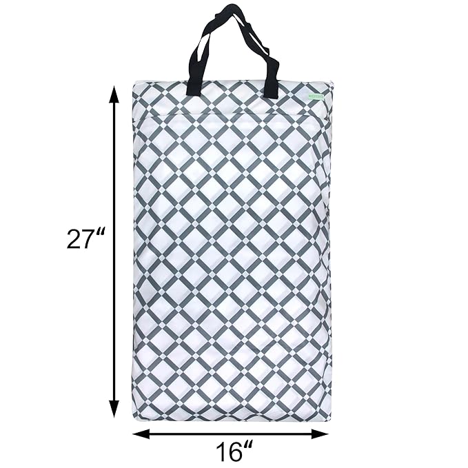 wegreeco Reusable Hanging Wet Dry Cloth Diaper Bag (Grey Rhombus)