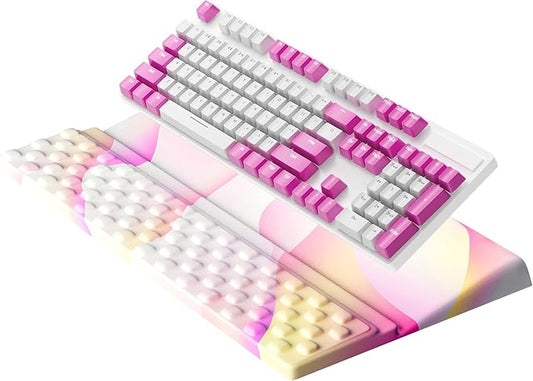 Ospelelf Keyboard Wrist Rest, Ergonomic Memory Foam Wrist Support for Typing & Gaming, Tilted Keyboard Pad, Aesthetic Desk Accessories for Office, Relief for Carpal Tunnel & Wrist Pain, Flowcolor