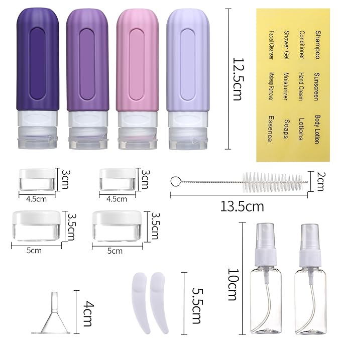 Mrsdry 16 Pack Travel Bottles for Toiletries, Leakproof Travel Containers for Toiletries, TSA Approved Silicone Travel Accessories Squeezable Refillable 3oz for Shampoo Conditioner Lotion