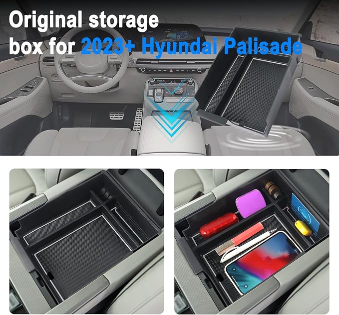 SHAOHAO for 2024 2025 Hyundai Palisade Center Console Organizer Tray for 2023 2024 2025 Hyundai Palisade Accessories SE SEL XRT Limited Calligraphy Armrest Storage Box Insert Tray Palisade 2024 2025