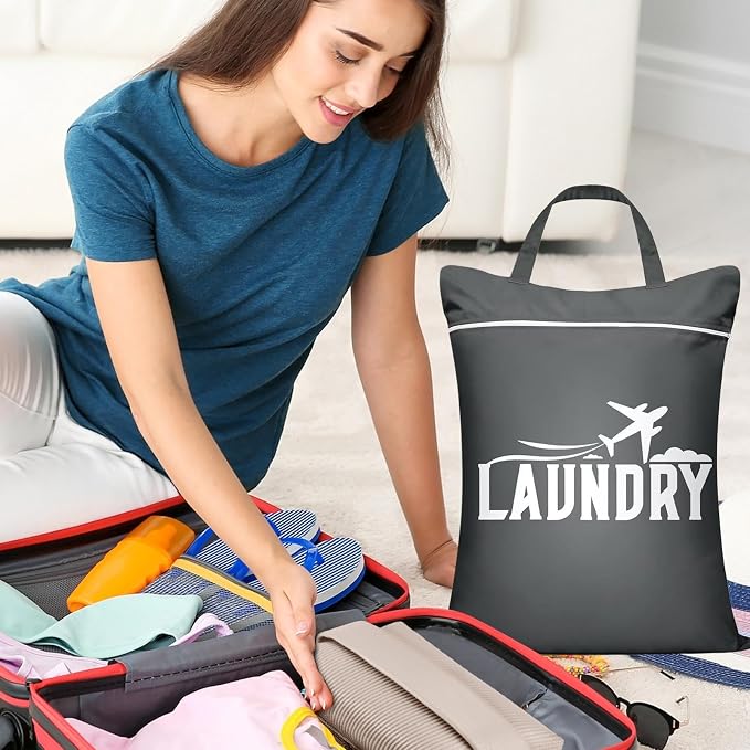 Travel Laundry Bag - Waterproof Wet Pouch, 1 Piece Foldable Clothes Organizer For Soiled Apparel, Portable Moisture Proof Sack With Zip Closure, Packing Gear, Mesh Divider For Dorm, Bath