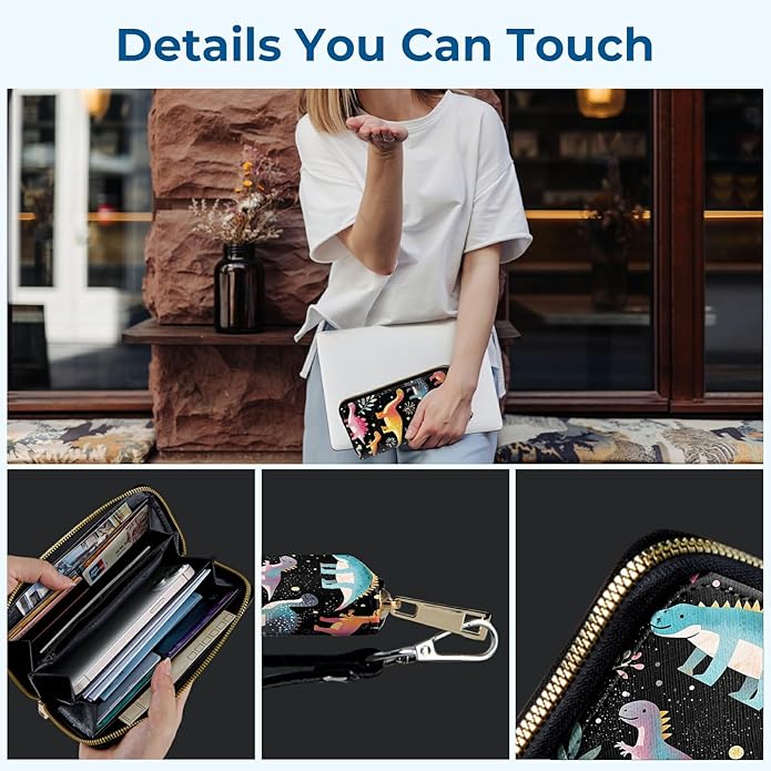 Wristlet Wallet for Women, RFID Blocking Phone Wallet, Large Capacity Zip Around Clutch, Fits iPhone 15 Pro Max, Travel Organizer Purse