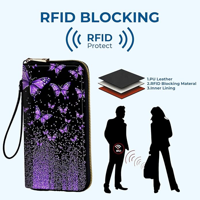 Wristlet Wallet for Women, RFID Blocking Phone Wallet, Large Capacity Zip Around Clutch, Fits iPhone 15 Pro Max, Travel Organizer Purse