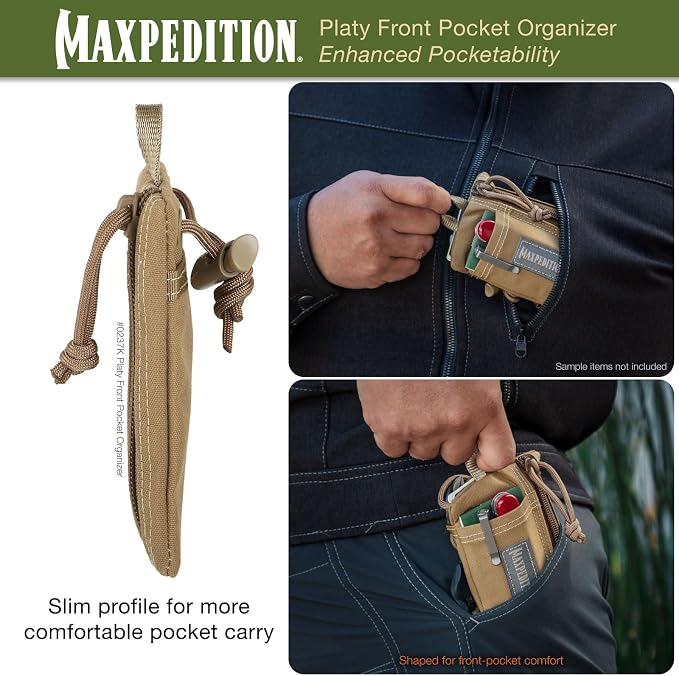 MAXPEDITION Platy Pocket Organizer, Durable EDC Tool Pouch for Men, Neck Wallet with Paracord Lanyard, Holds Flashlight, Multitool, Pen, Notebook