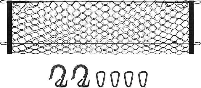 Canvcle Trunk Cargo Net for 2018-2025 2026 Chevrolet/Chevy Traverse Accessories Envelope Style Mesh Trunk Net Organizer and Storage Stretchable Adjustable Elastic Nylon Rear Cargo Netting with Hooks