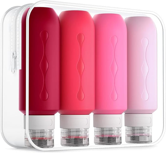 Gemice Travel Bottles for Toiletries, Tsa Approved Travel 6oz Size Containers with Clear Bag, BPA Free Leak Proof Travel Tubs Refillable Liquid Travel Accessories for Cometic Shampoo Lotion