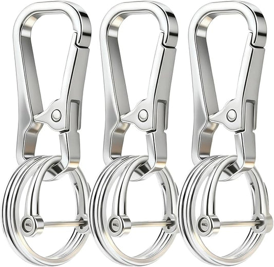 Metal Keychain Clip with Key Rings and D Ring, Heavy Duty Carabiner Key Chain Hook Holder for Car Home Keys