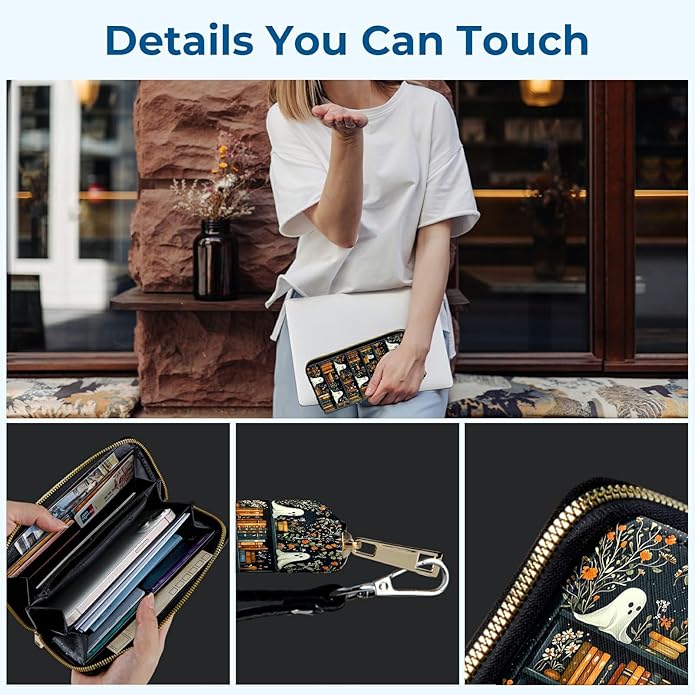 Wristlet Wallet for Women, RFID Blocking Phone Wallet, Large Capacity Zip Around Clutch, Fits iPhone 15 Pro Max, Travel Organizer Purse
