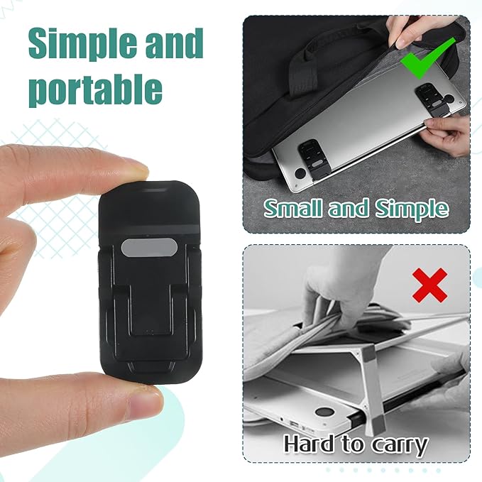 2Pcs Zinc Alloy Mini Foldable Laptop Stand, Portable Keyboard Stand Computer Keyboard Riser with 2 Adjustable Angles, Self-Adhesive Invisible Notebook Lift for Most Keyboards