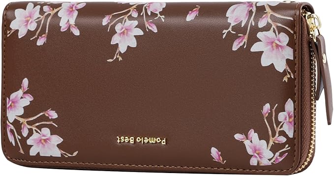 Pomelo Best Womens Wallet RFID Blocking Leather Multi Credit Card Large Capacity Wristlet Zip Around Long Wallets for Lady