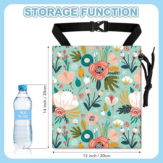 Bohemian Flowers Car Trash Bag - Waterproof Car Trash Bag Hanging Leakproof Car Garbage Bag - Washable Reusable Trash Bag For Car Interior Hanging Organizer Storage Vehicle Travelling Camping