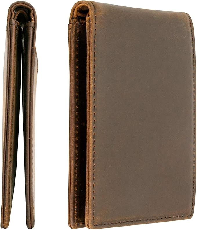 STAY FINE Minimalist Wallet for Men RFID Leather Bifold Slim Billfold with ID and Card Slots