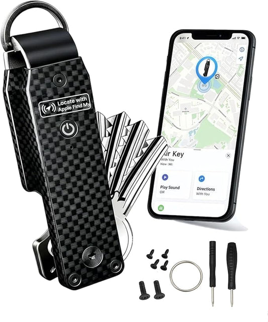 Air Keychain with GPS Tracker : Lightweight Compact Key Holder for Outdoor Use - Minimalist Metal Key Organizer
