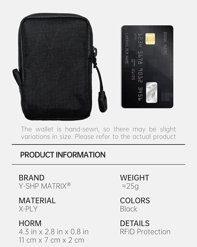 Y-SHP MATRIX Mens Wallets,Portable Card Wallet For Men - Small and Exquisite Keychain Wallet,Coin Purse for Men and Women to Travel Suitable for Storing Keys,Cards and Cash（Black）