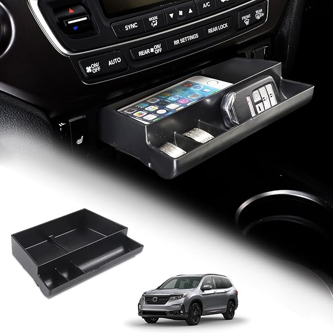 Center Console Organizer Tray Center Drawer Storage Box Suitable for Honda Pilot 2015-2022 Ridgeline 2017-2023 Customized Hidden Drawer Storage Box Car AC Under Panel Storage Box