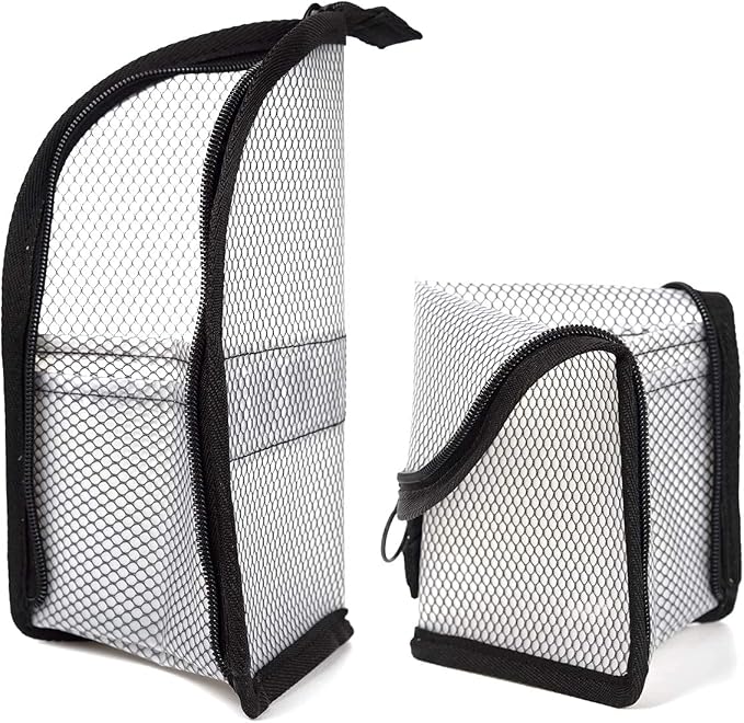 patu Standing Travel Toiletry Bag - Transparent Waterproof PVC Mesh Pouch with Triangle Design for Bathroom Essentials & Personal Care, Black