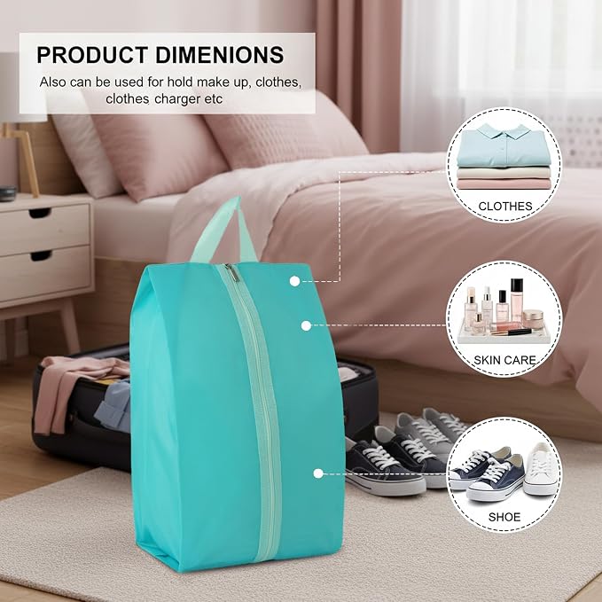 6pcs Portable Shoe Organizer, Travel Pouches with Zipper, Golf Shoe Bags, Clothes Bags, Soccer Cleats Bag Shoe Pouch for Gym, Waterproof, Odor-Resistant (Blue)