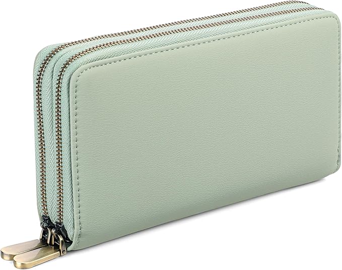 GAEKEAO Wallet for Women Clutch Leather RFID Blocking Wristlet Purse Zip Around Wallets Large Capacity Credit Card Holder