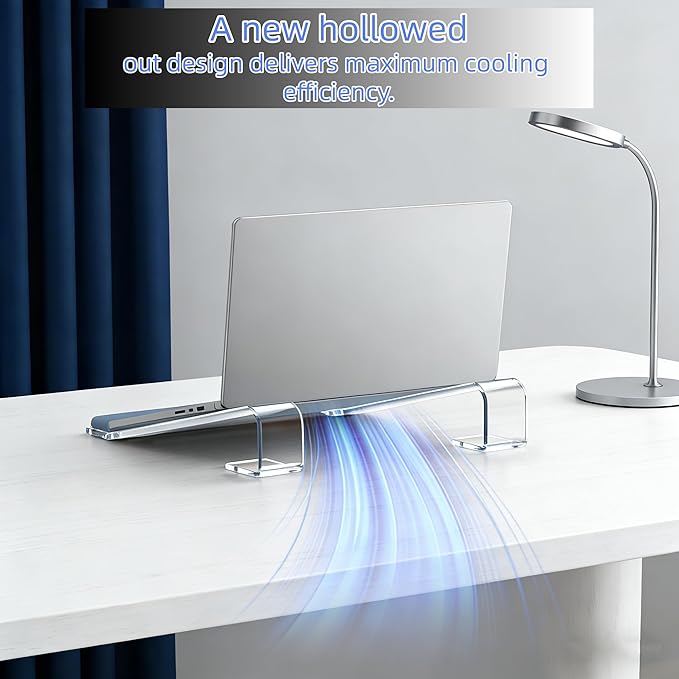 Clear Acrylic Laptop Stand with Detachable Wrist Rest - Ergonomic Computer Riser for 10-20 inch MacBook, Dell, XPS, HP & More, Portable Desktop Organizer