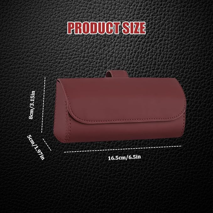 Sunglasses Holder for Car Sun Visor, Leather Auto Eyeglasses Storage Case with Hidden Magnetic Closure, Universal Protective Glasses Organizer Box, Visor Accessories for Woman Man (Wine red)