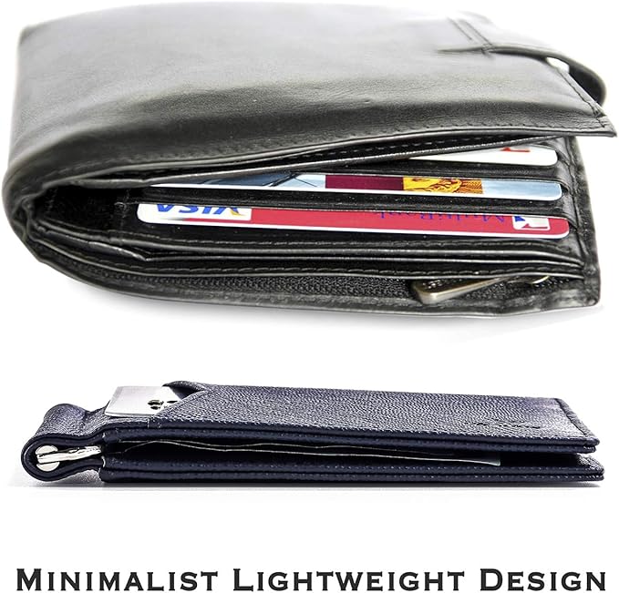 YBONNE Mens Slim Wallet with Money Clip Front Pocket RFID Blocking Thin Bifold Leather Card Holder Minimalist Mini Billfold