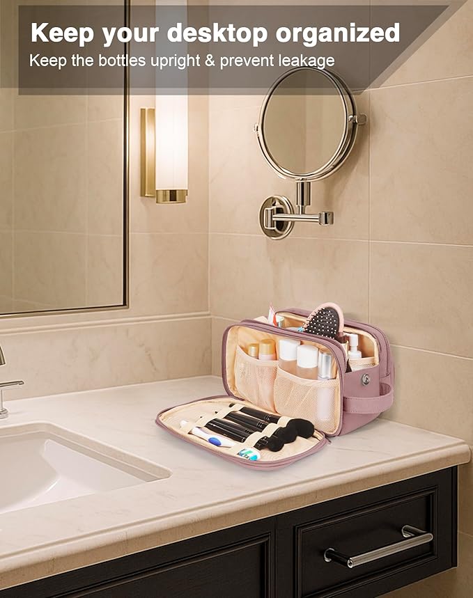 COOSKY Toiletry Bag for Men & Women, Cruise Ship Travel Essentials, Shaving Dopp Kit with Dry and Wet Separation, Water-resistant Bathroom Cosmetic Organizer Bag, Makeup Accessories, Dark Purple