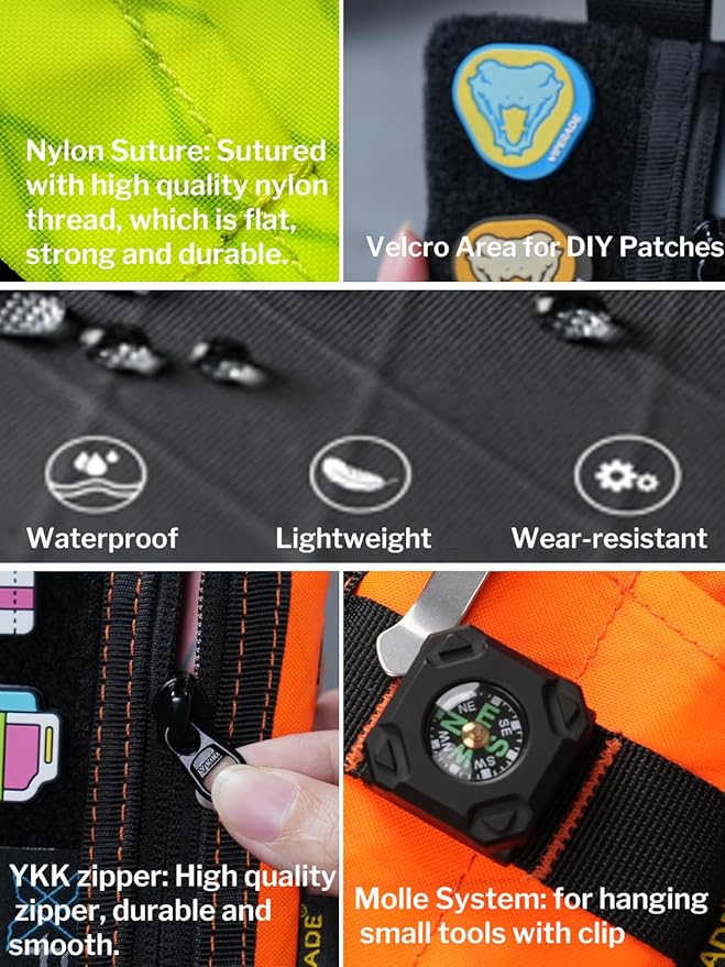VIPERADE VE15 Small EDC Pouch, Pocket Organizer, EDC Pocket Pouch with DIY Patches Area, EDC Pocket Organizer Wallet for Cards, Small Tool Pouch for EDC Gears