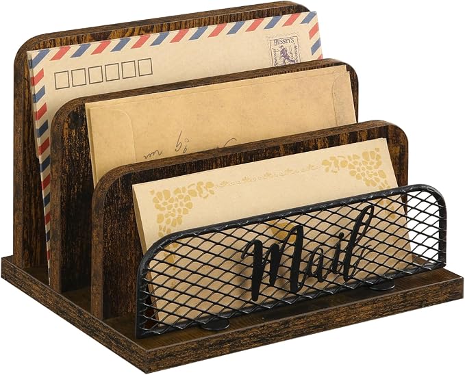 YINMIT Mail Organizer Countertop, Mail Holder with 3-Slot, Desktop Mail Sorter, Mail Organizer for Desk, Letter Sorter File Holder, Office Desk Organizers and Accessories