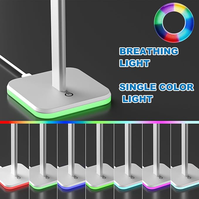 Headphone Stand for Desk - Headset Stand with Aluminum Hanger, Headphone Holder for AirPods Max, Sony, Bose, Beats and More (RGB-White)