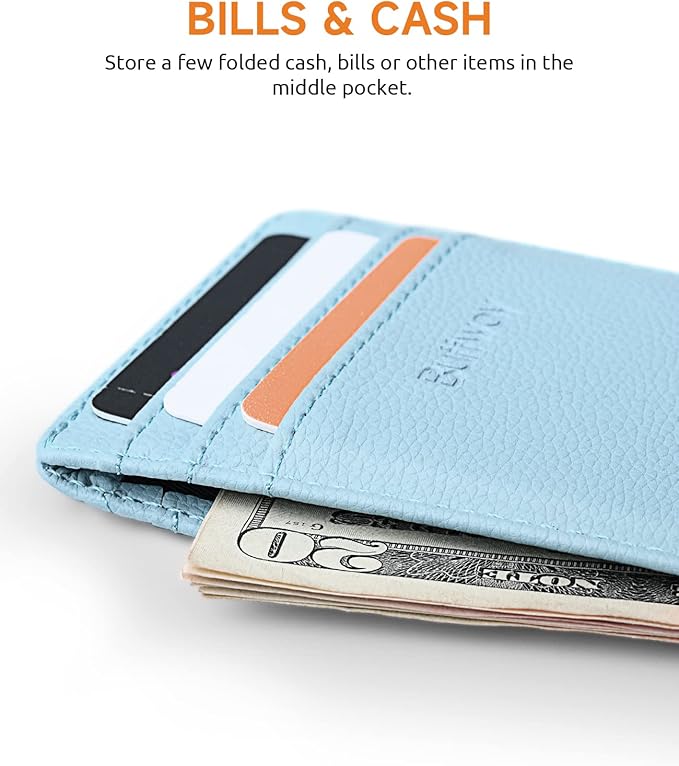 Buffway Mens Slim Wallet, Minimalist Thin Front Pocket Leather Credit Card Holder with RFID Blocking for Work Travel | Minimalist, Thin, Front Pocket, Credit Card Holder, RFID Blocking, for Work Travel